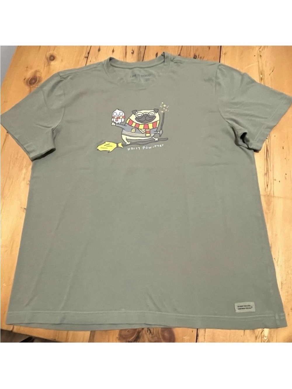 LIFE IS GOOD Crusher Lite T-Shirt Olive Green “Harry Paw-tter” Potter Unisex